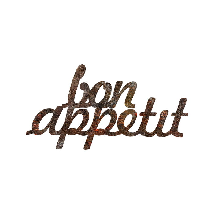 Wallity Rusty Bon Appetit Escultura de pared de metal